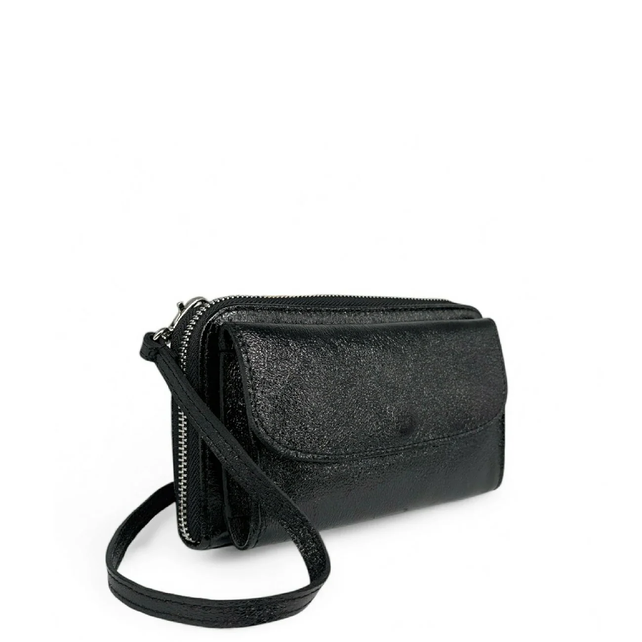 Sac portefeuille à bandoulière en cuir irisé CITY Noir irisé - Image 3
