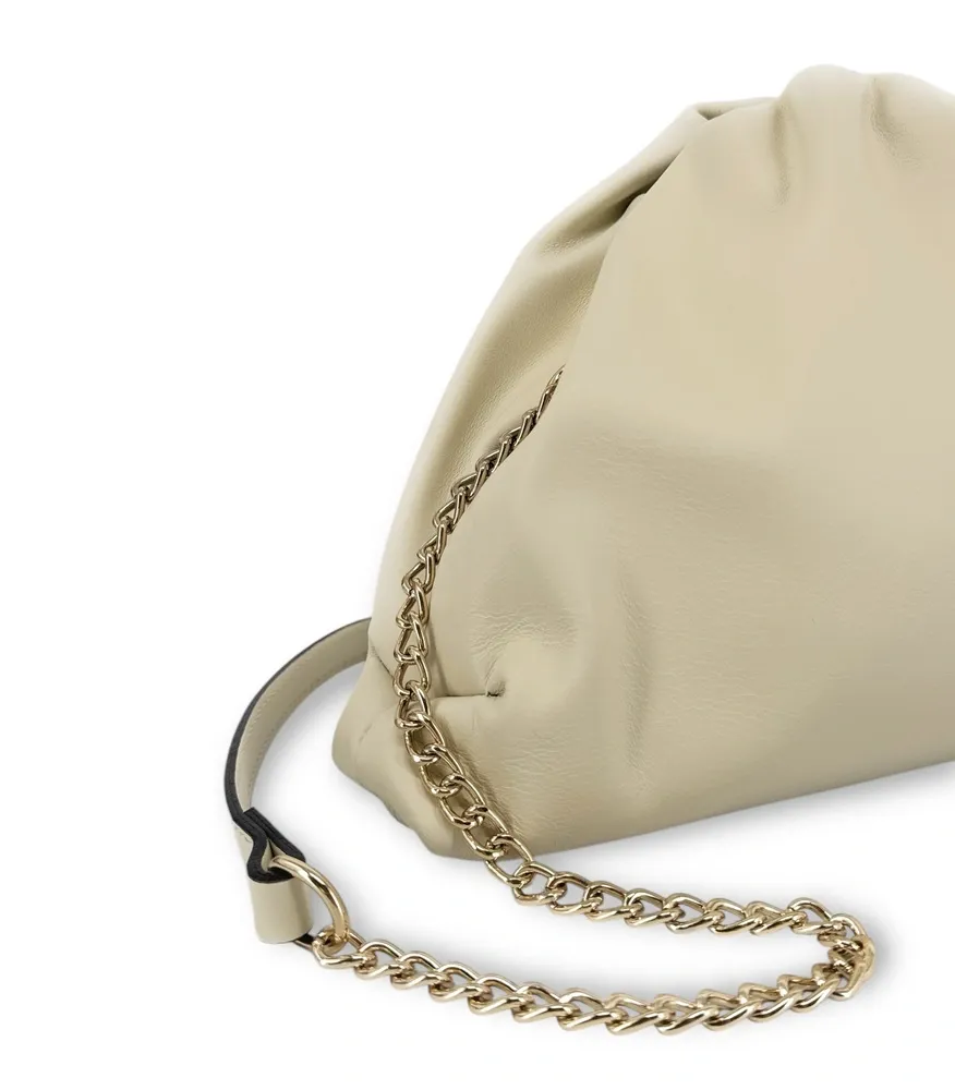 Sac pouch en cuir box-calf ATHALIE Beige crème - Image 6
