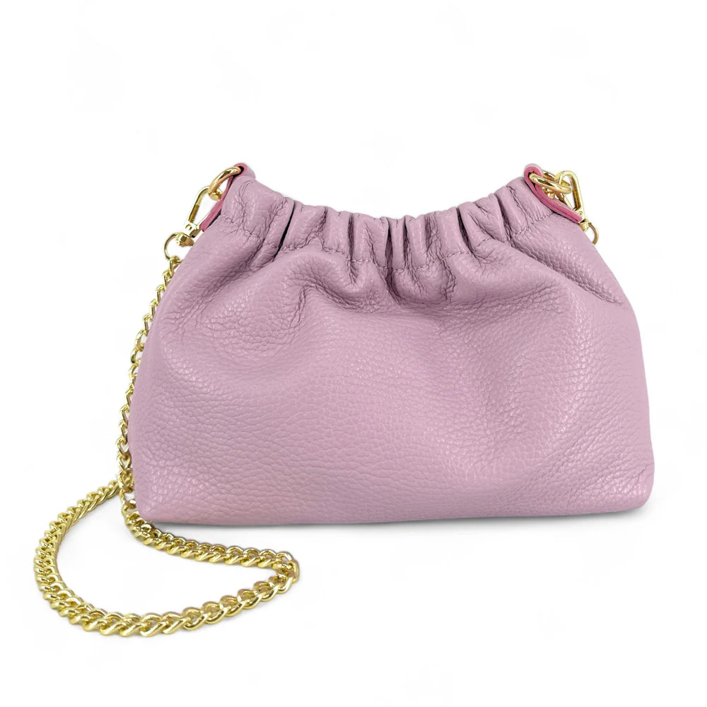 Sac pouch en cuir grainé LA POUCHINETTE Mauve - Image 4