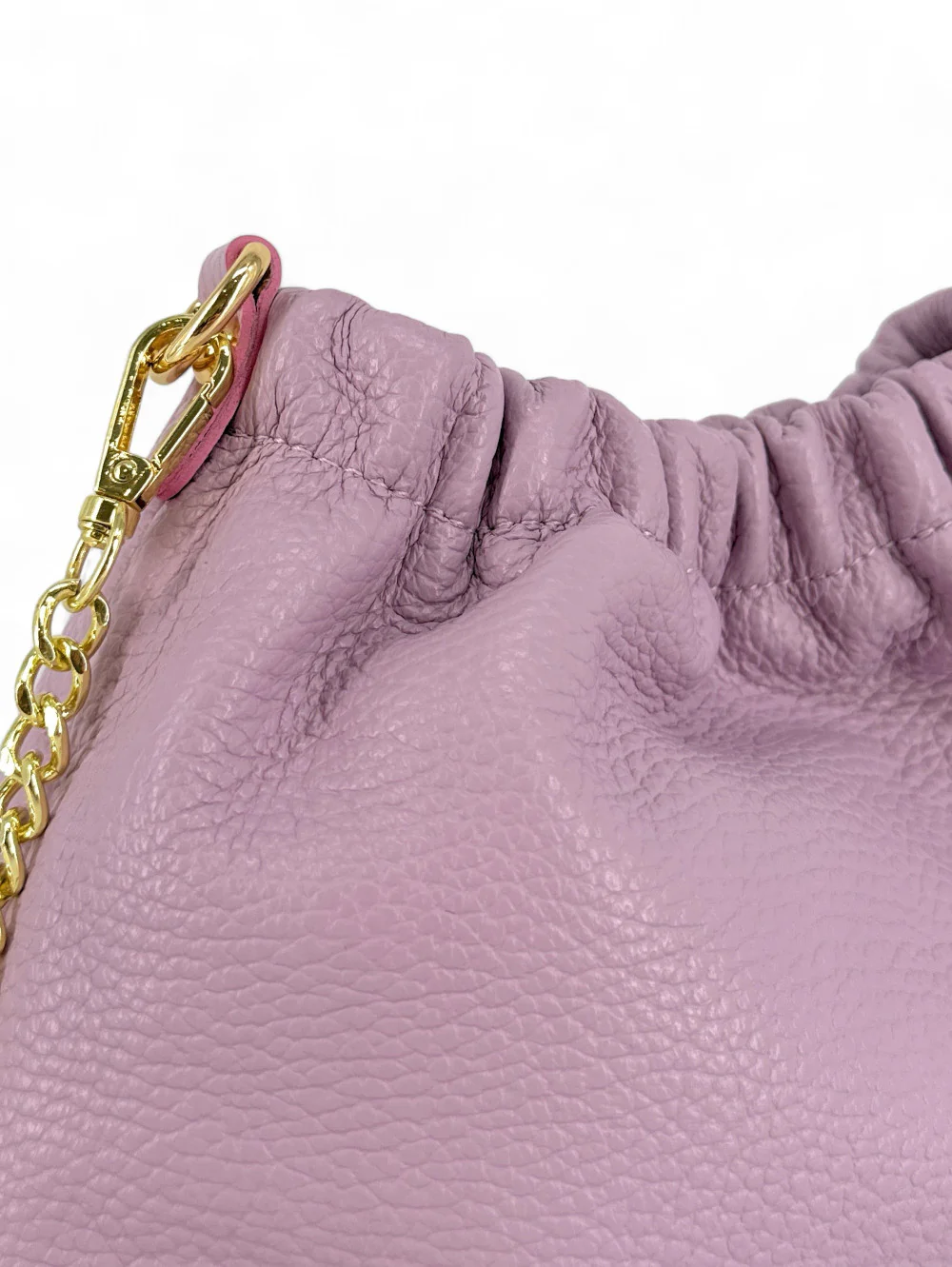 Sac pouch en cuir grainé LA POUCHINETTE Mauve - Image 5