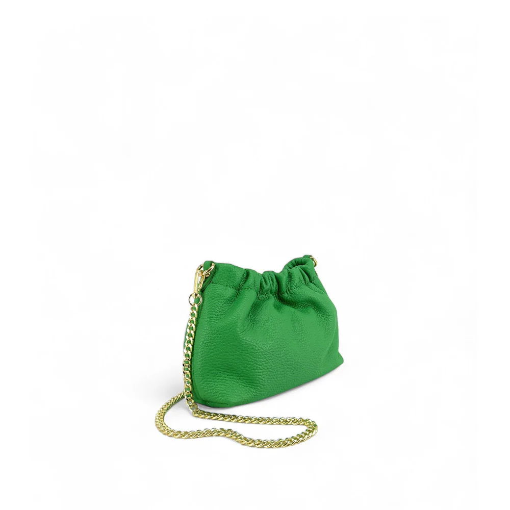 Sac pouch en cuir grainé LA POUCHINETTE Vert anglais - Image 3