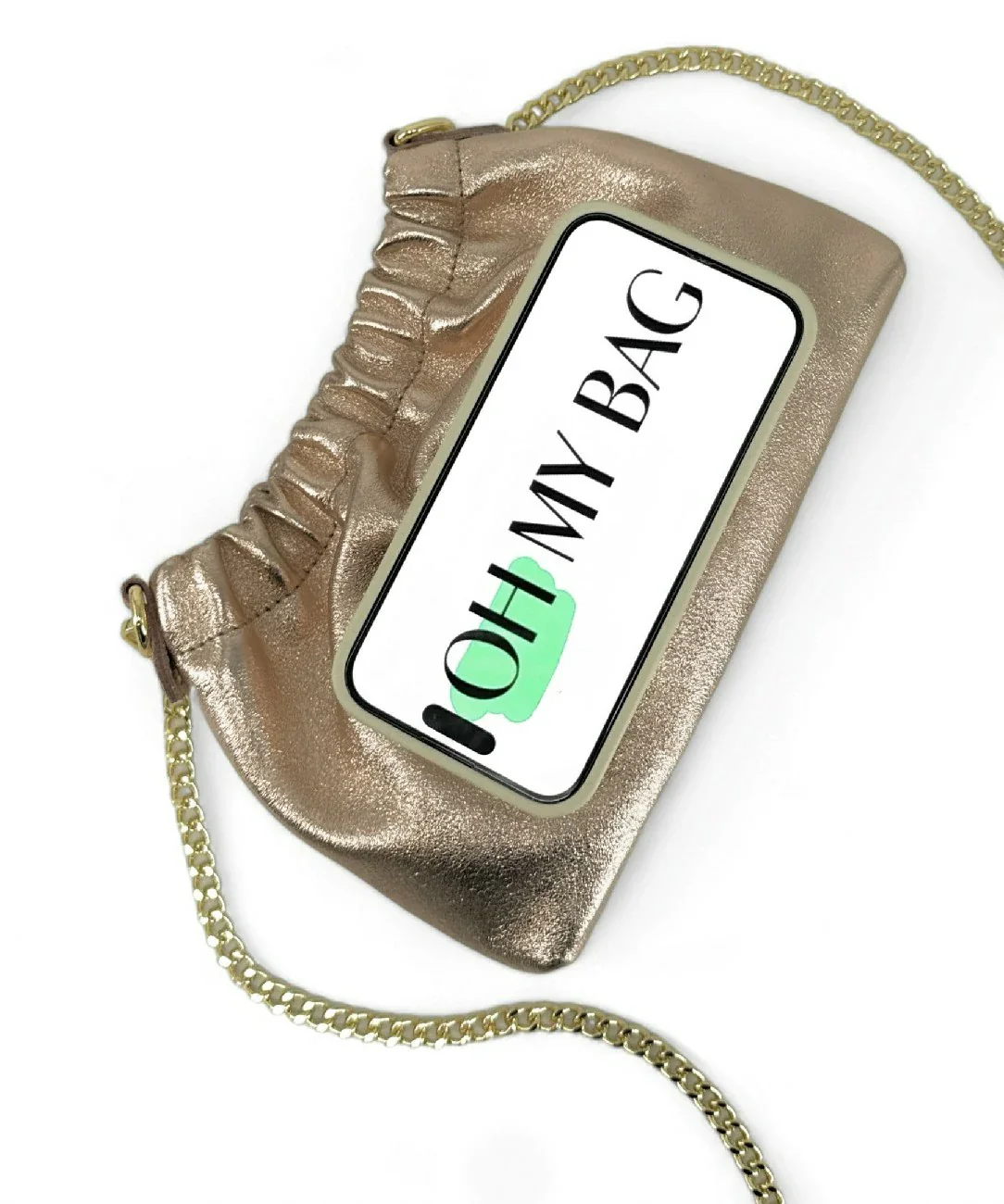 Sac pouch en cuir irisé LA POUCHINETTE Champagne - Image 3