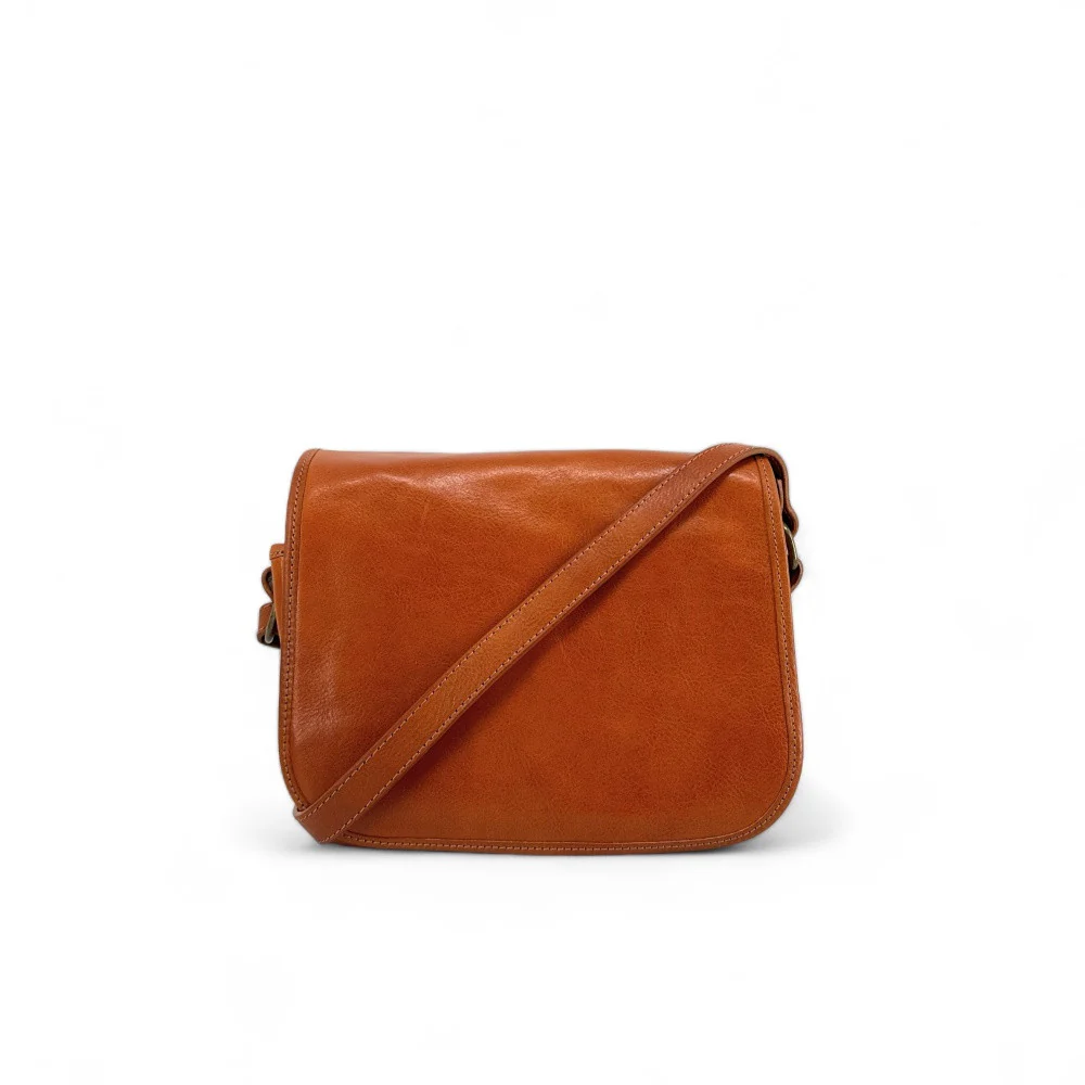 Sac bandoulière en cuir lisse MARIE STUART Camel - Image 2