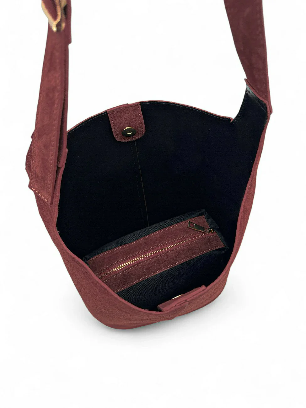 Sac seau en daim CLARENCE Bordeaux - Image 6