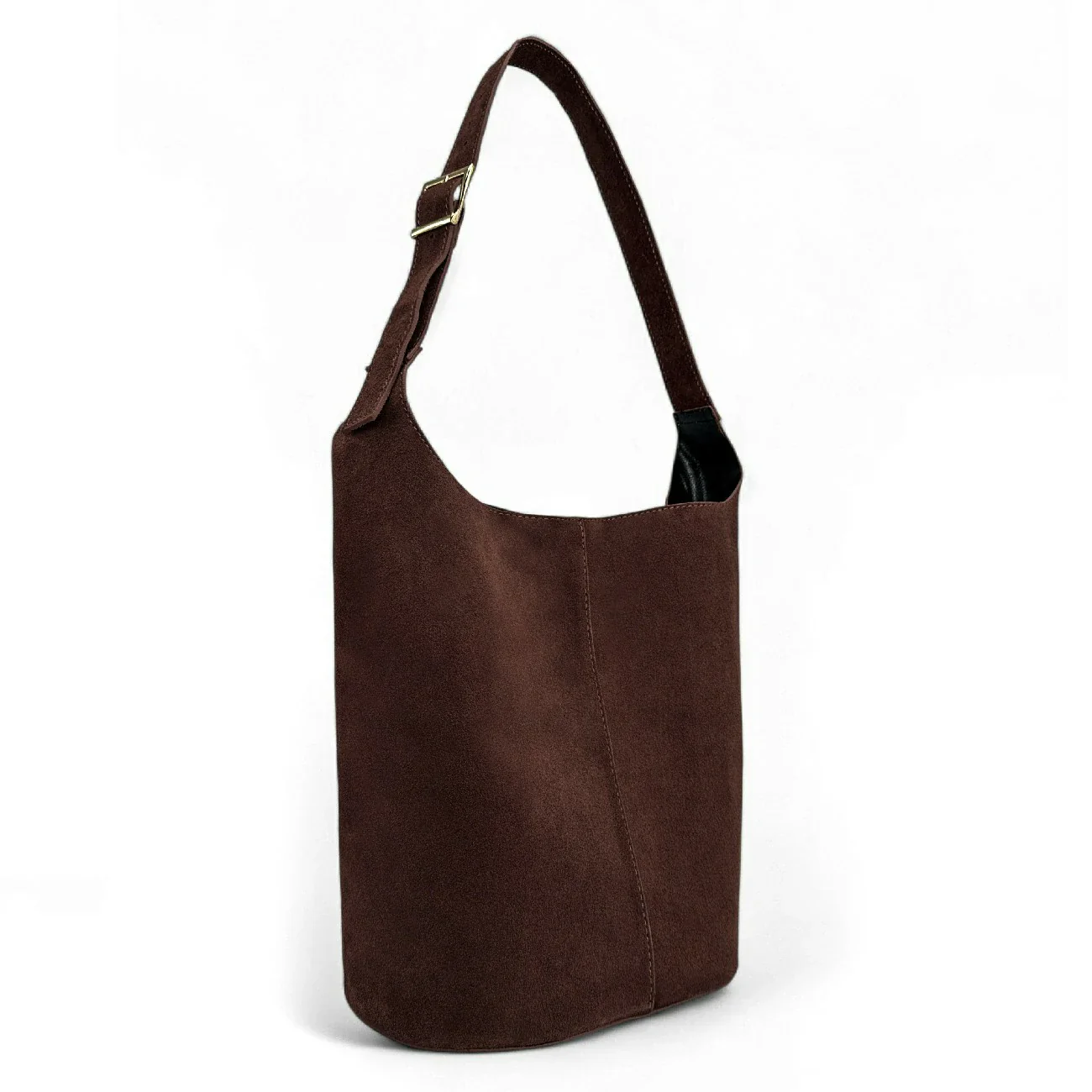 Sac seau en daim CLARENCE Chocolat - Image 2