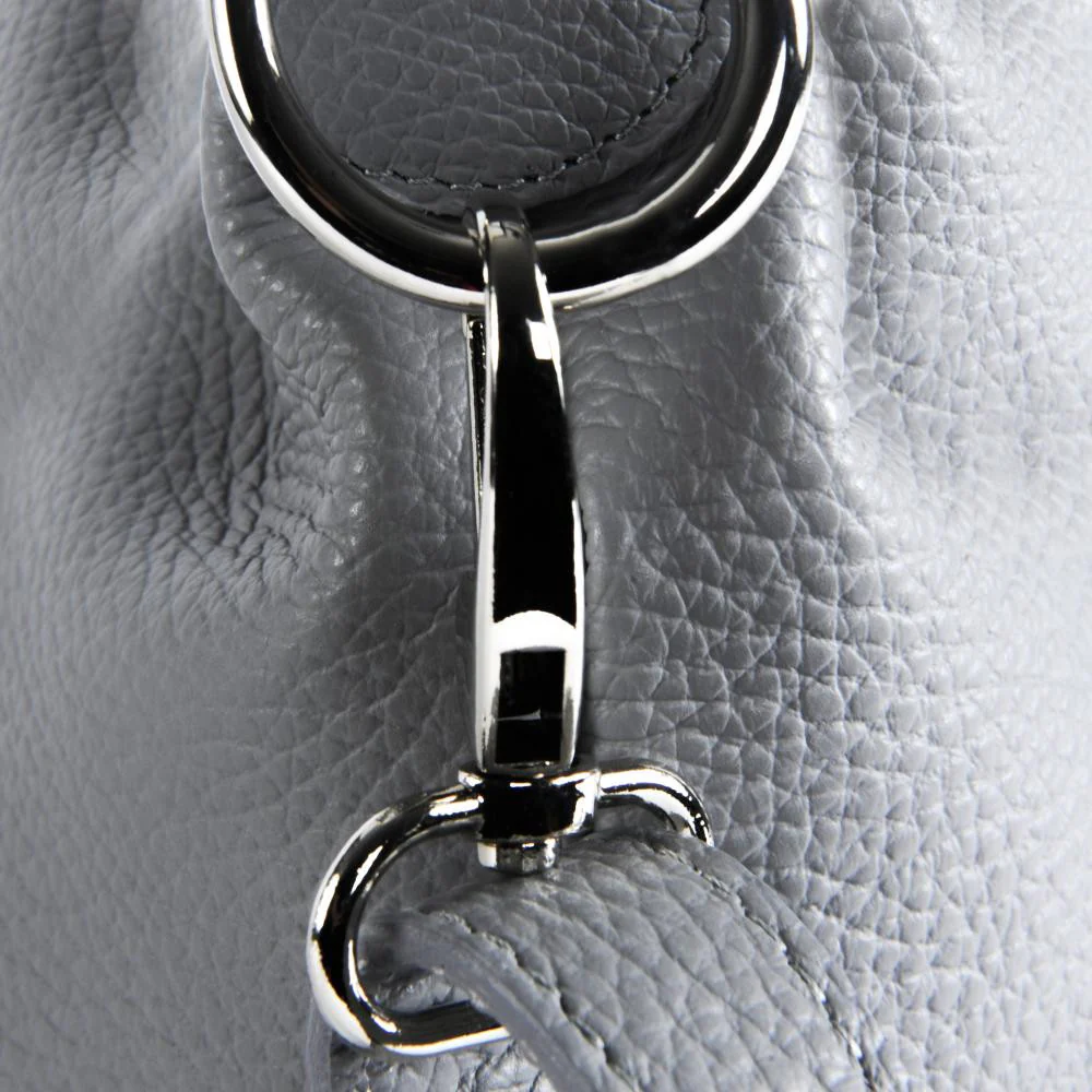 Sac seau à bandoulière en cuir grainé BEAUBOURG Gris clair - Image 4