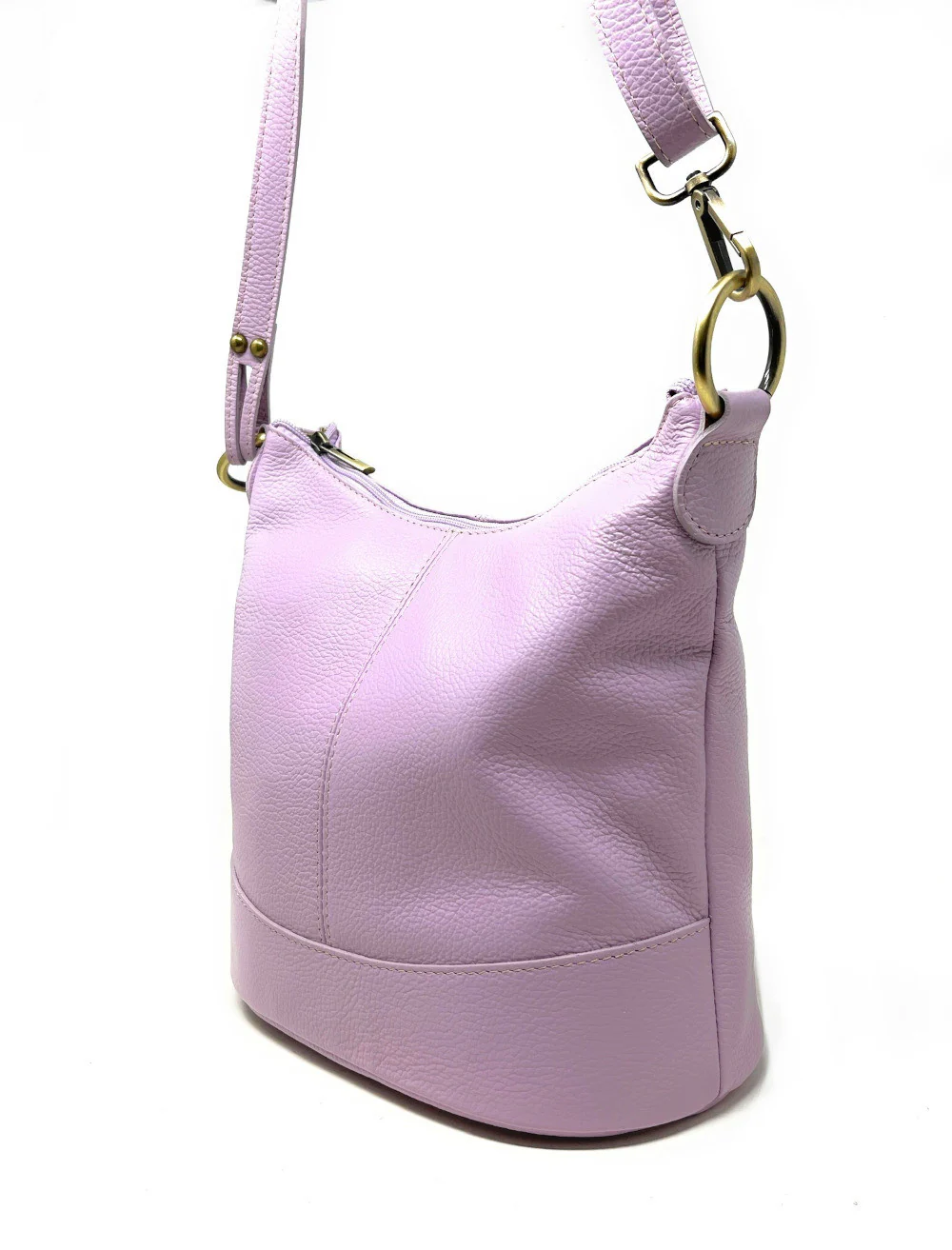 Sac seau à bandoulière en cuir grainé BEAUBOURG Lilas - Image 3