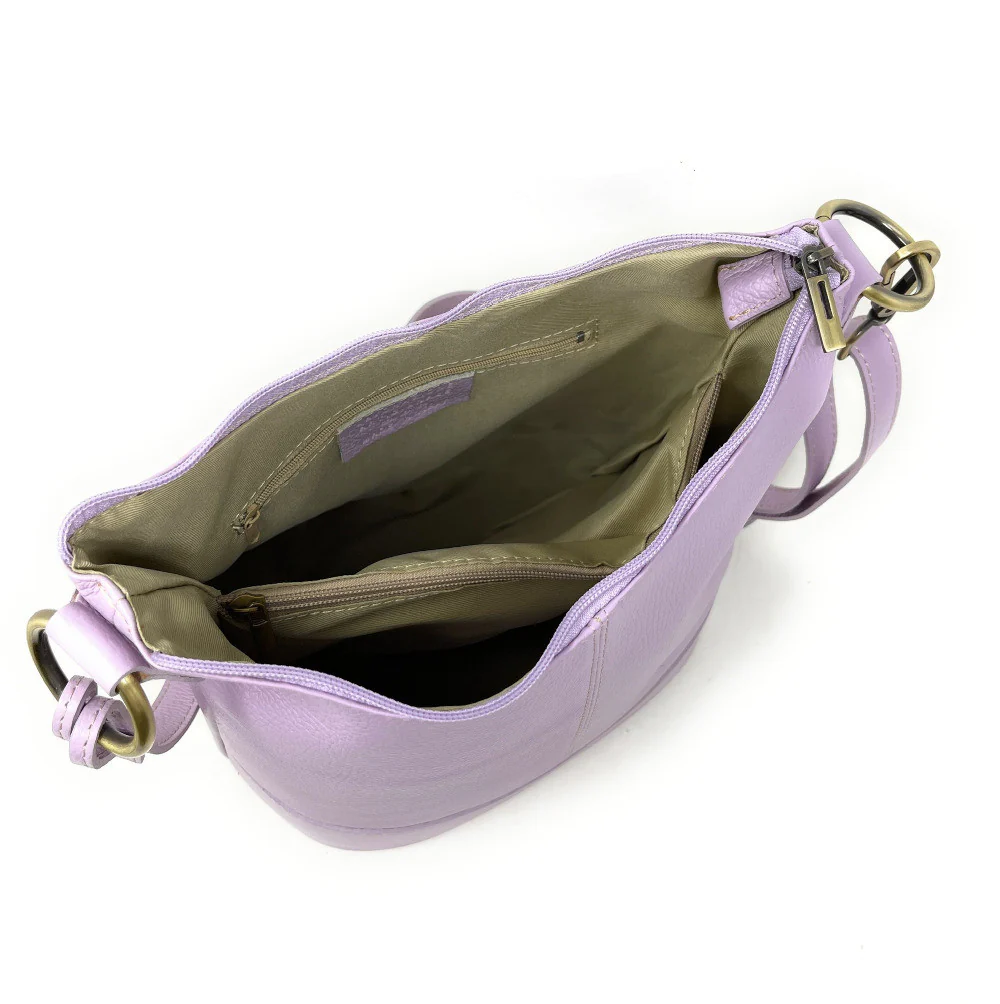 Sac seau à bandoulière en cuir grainé BEAUBOURG Lilas - Image 4
