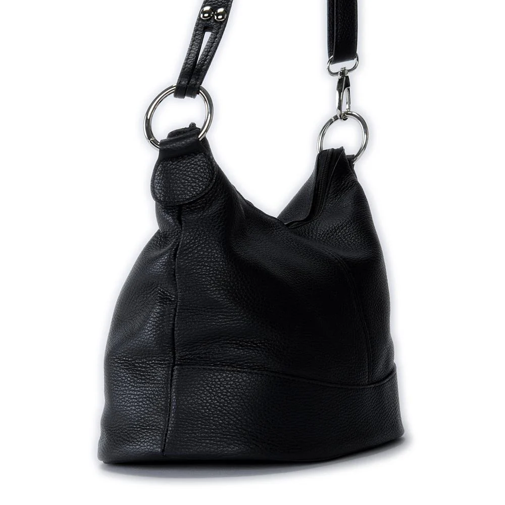 Sac seau à bandoulière en cuir grainé BEAUBOURG Noir - Image 3