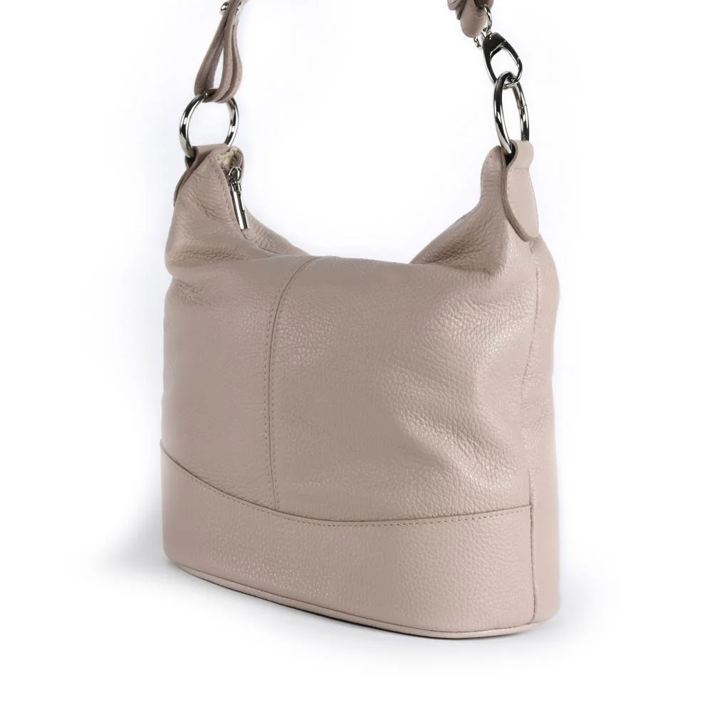 Sac seau à bandoulière en cuir grainé BEAUBOURG Rose nude - Image 3