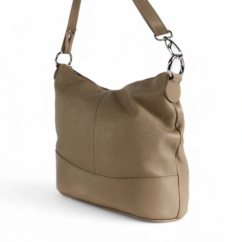 Sac seau à bandoulière en cuir grainé BEAUBOURG Taupe clair - Image 3