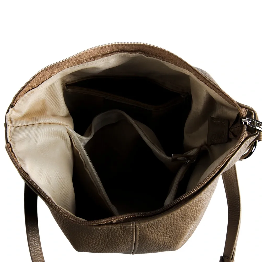 Sac seau à bandoulière en cuir grainé BEAUBOURG Taupe clair - Image 5