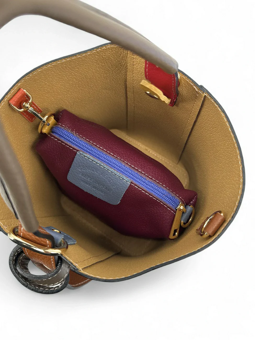 Sac seau et pochette en cuir grainé ONLY BIRDIE Multicolore 5 - Image 10