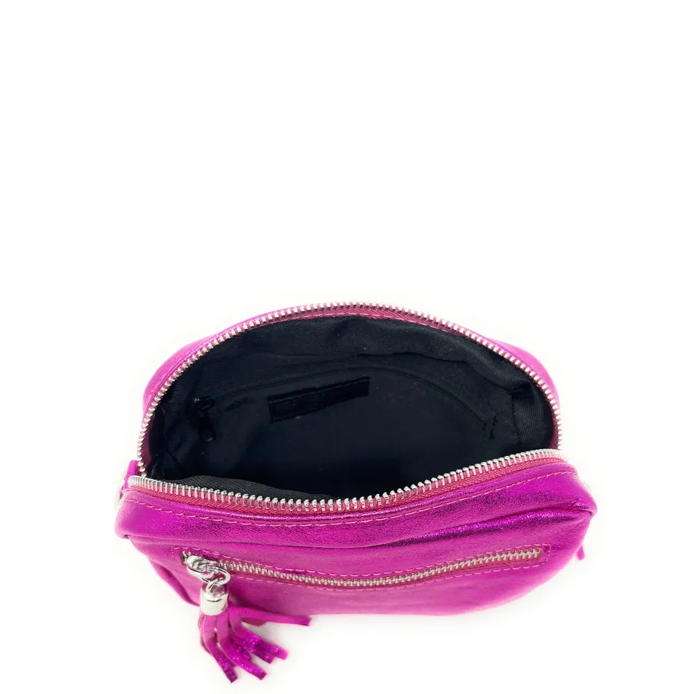 Sac trotteur à bandoulière en cuir irisé LITTLE SEVILLE Fuchsia irisé - Image 5