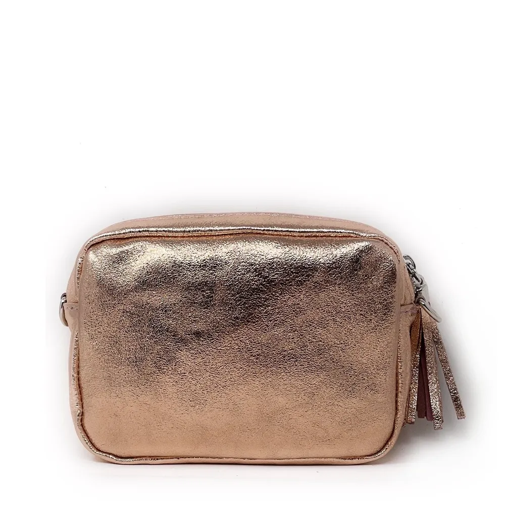 Sac trotteur à bandoulière en cuir irisé LITTLE SEVILLE Rose gold - Image 4