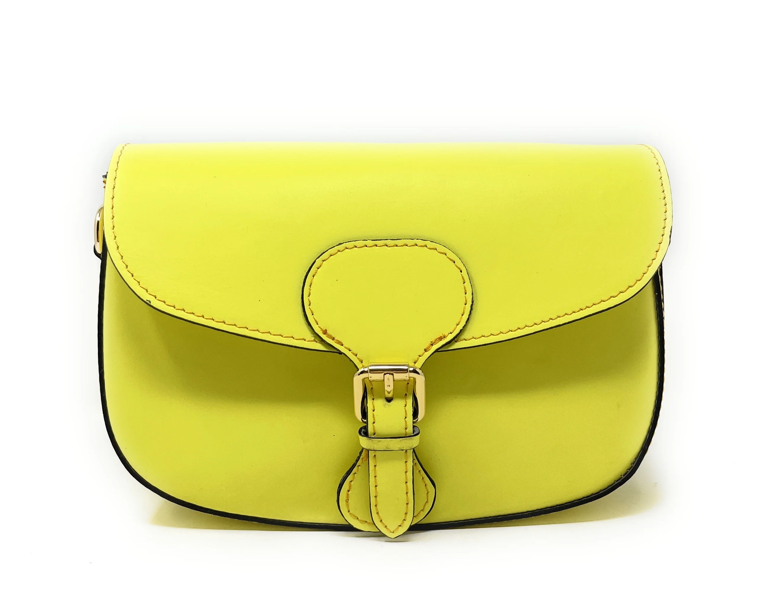 Sac trotteur à bandoulière en cuir lisse MADDY Jaune tournesol - Image 4