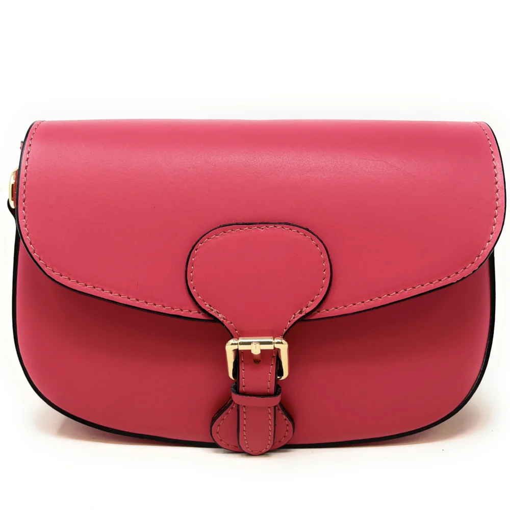 Sac trotteur à bandoulière en cuir lisse MADDY Rose corail - Image 4