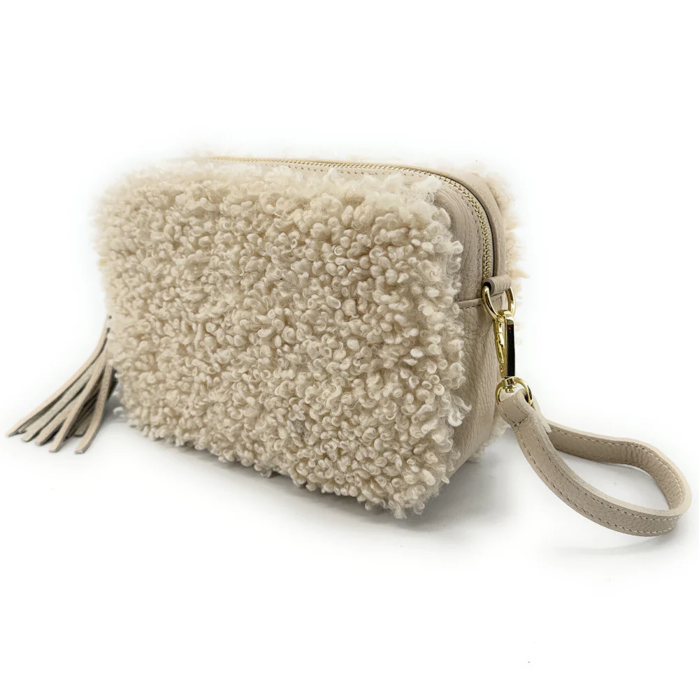 Sac trotteur en cuir et peluche SEVILLE PILOU Beige crème - Image 2