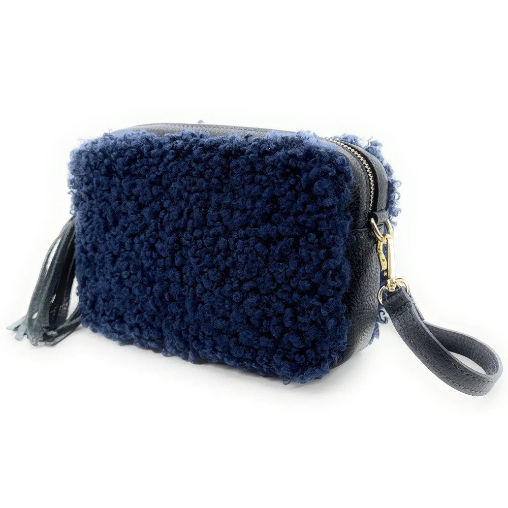 Sac trotteur en cuir et peluche SEVILLE PILOU Bleu profond - Image 2
