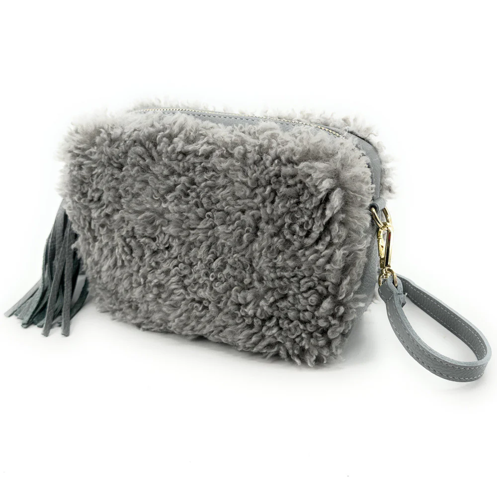 Sac trotteur en cuir et peluche SEVILLE PILOU Gris pigeon - Image 2