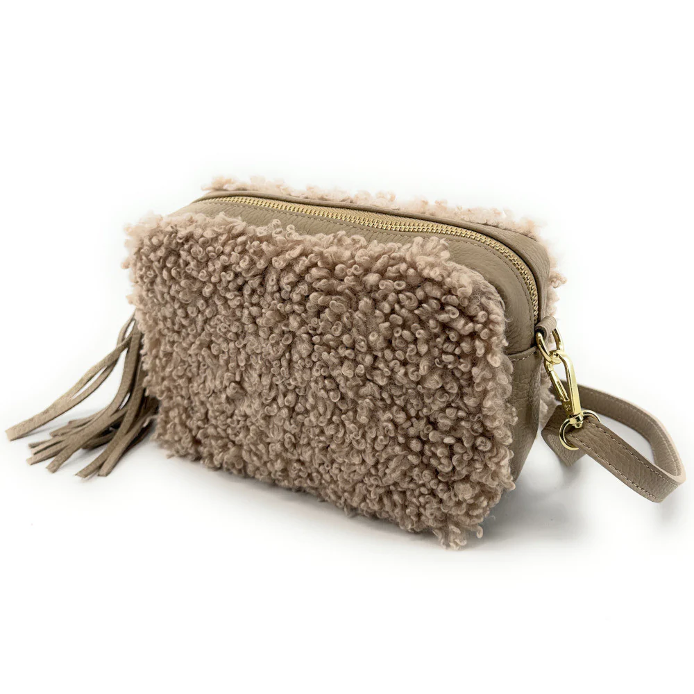 Sac trotteur en cuir et peluche SEVILLE PILOU Taupe - Image 2
