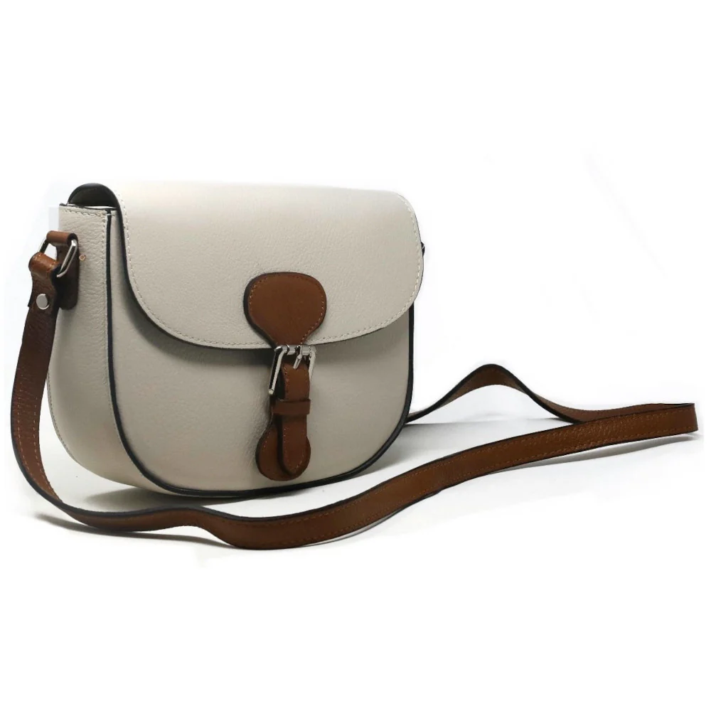 Sac trotteur en cuir grainé INA SCOT Beige crème - Image 2
