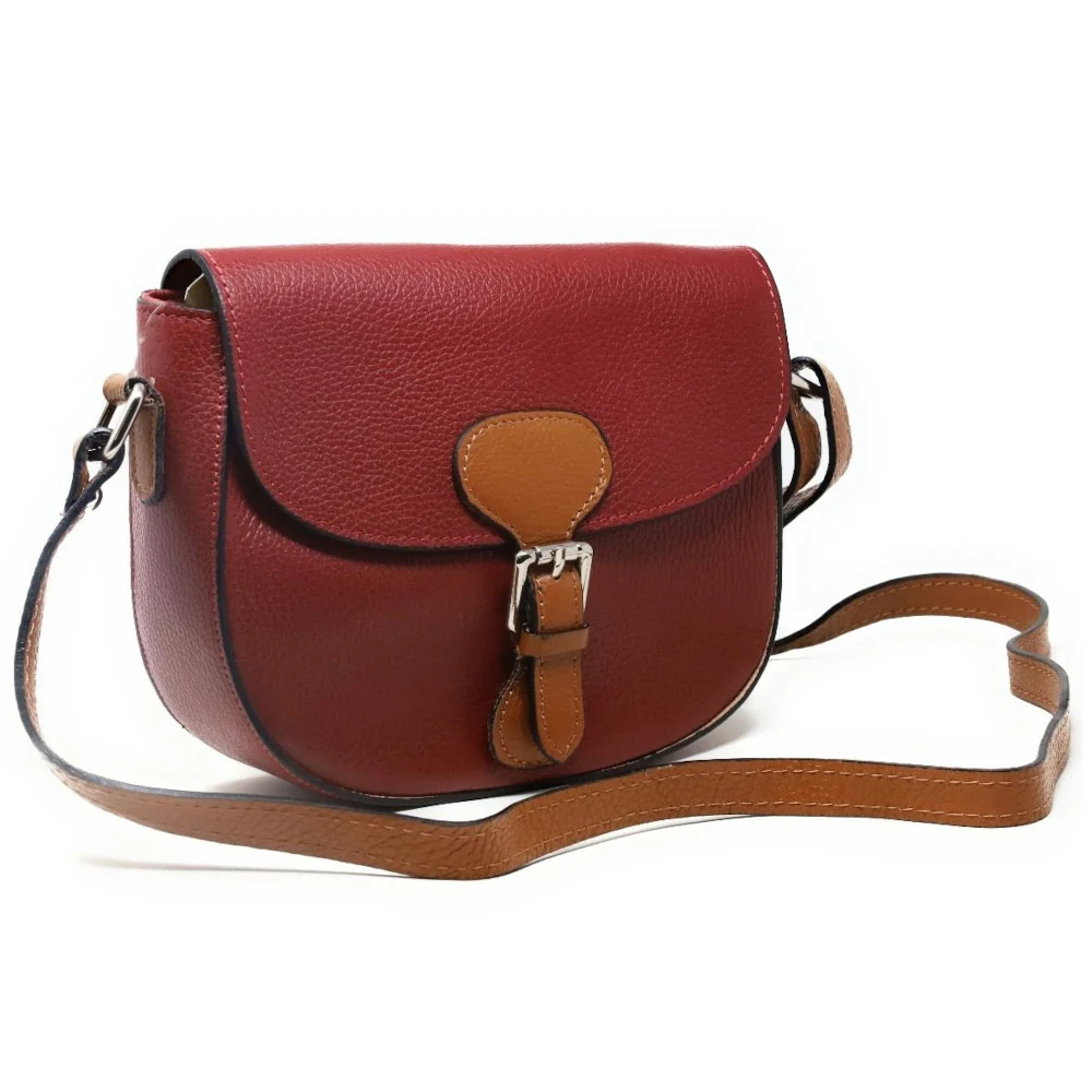 Sac trotteur en cuir grainé INA SCOT Rouge foncé - Image 2