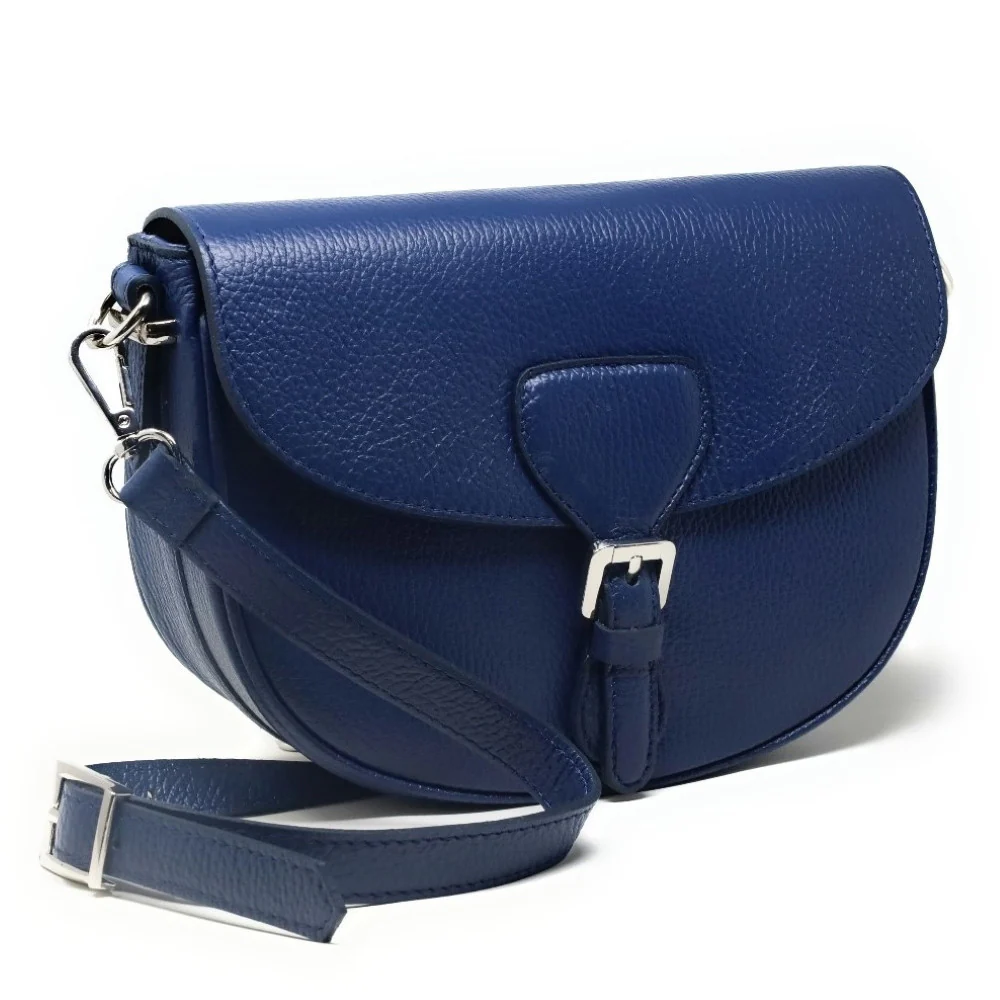 Sac trotteur en cuir grainé MASINA Bleu denim - Image 2