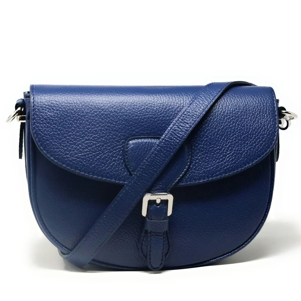 Sac trotteur en cuir grainé MASINA Bleu denim - Image 4