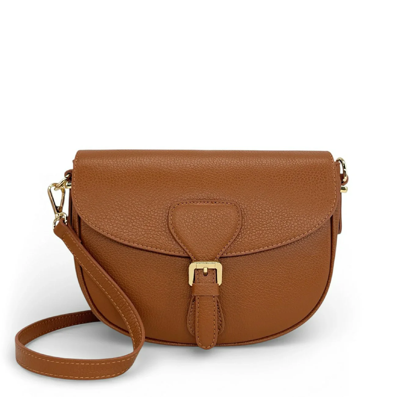 Sac trotteur en cuir grainé MASINA Marron camel foncé - Image 4