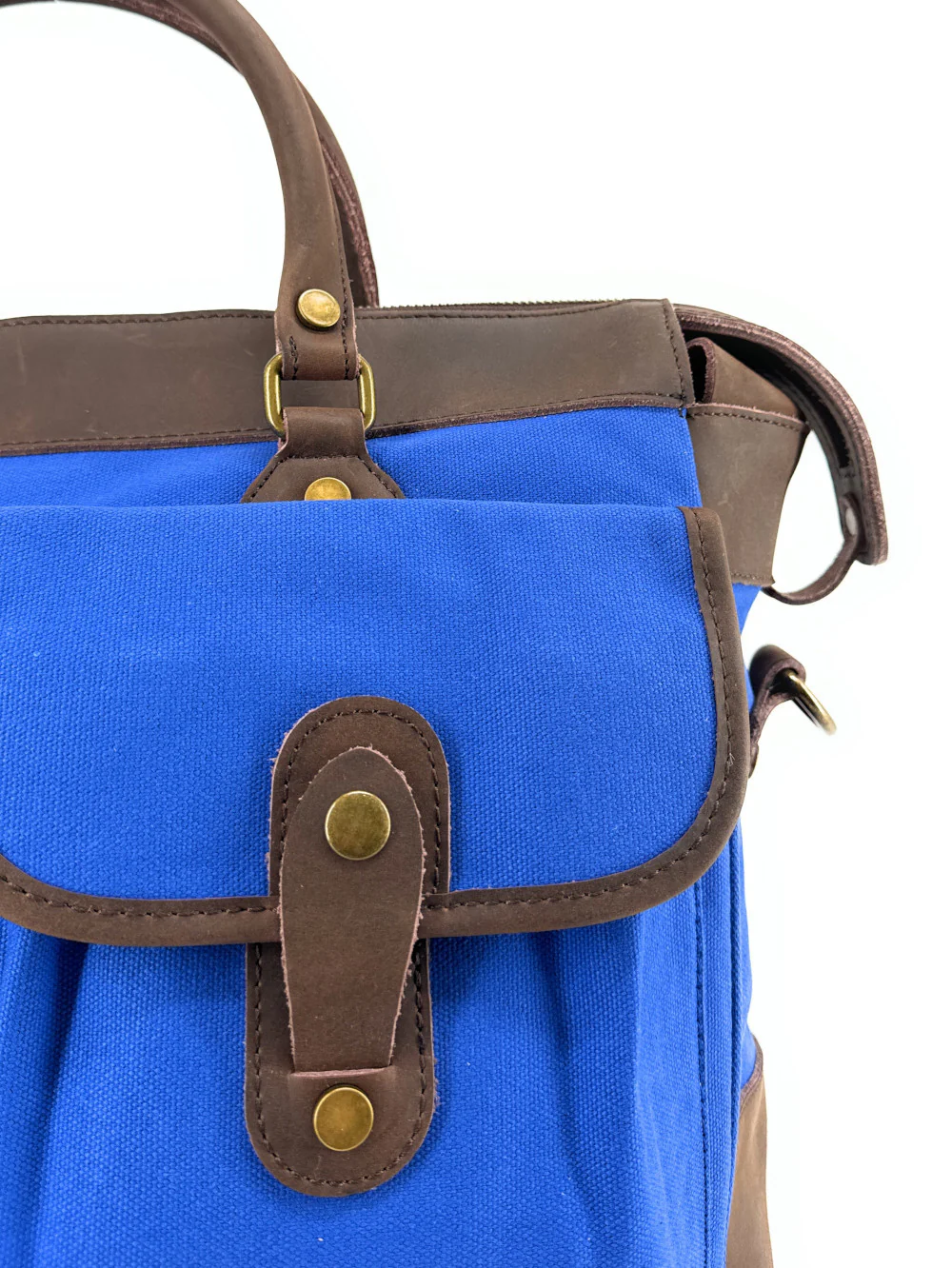 Sac week-end et voyage en cuir et toile ZANZIBAR Bleu roi - Image 5