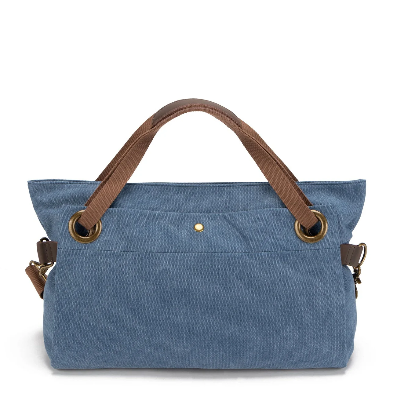Sac week-end en cuir et toile TOBAGO L Bleu denim - Image 3