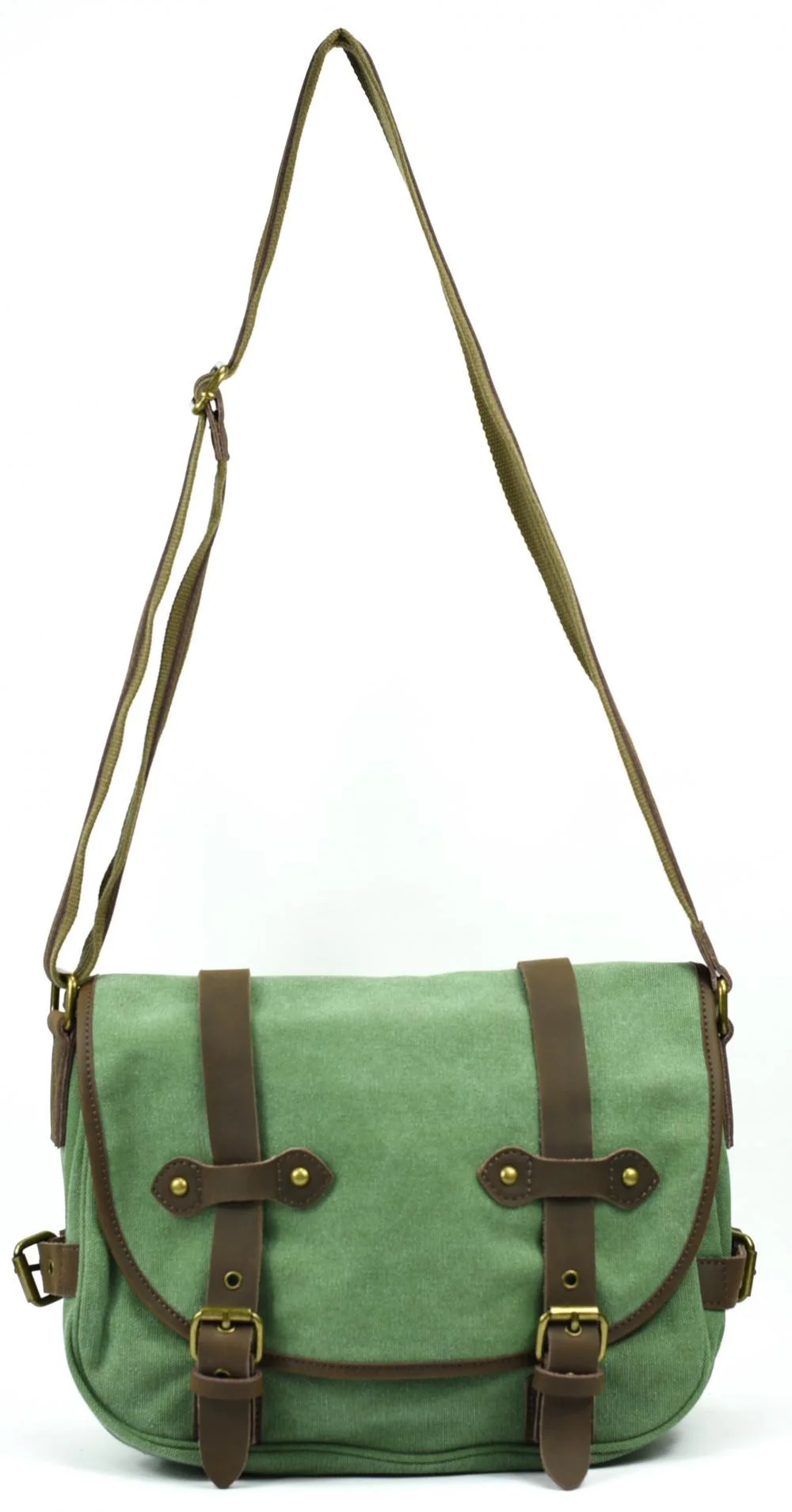 Sacoche cuir et toile PAPEY Menthe givrée - Image 3
