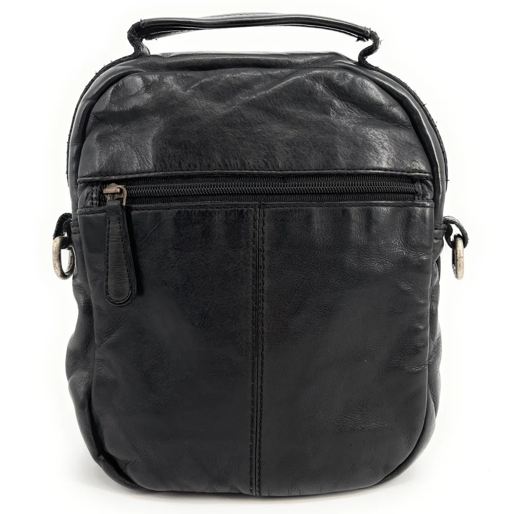 Sacoche en cuir vintage MISTER FRED Noir - Image 3