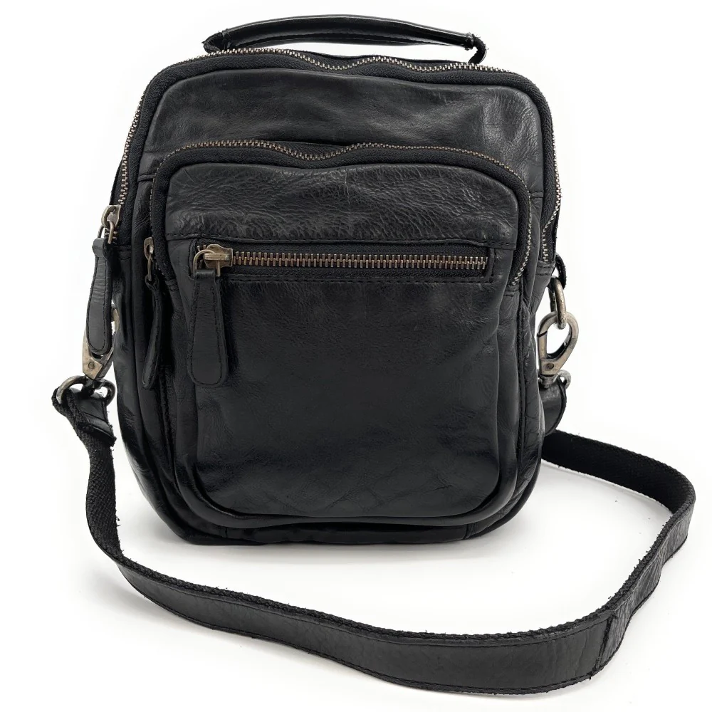 Sacoche en cuir vintage MISTER FRED Noir - Image 4