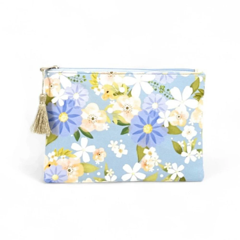 Trousse en coton imprimé fleurs BLOSSOM Ciel - Image 4