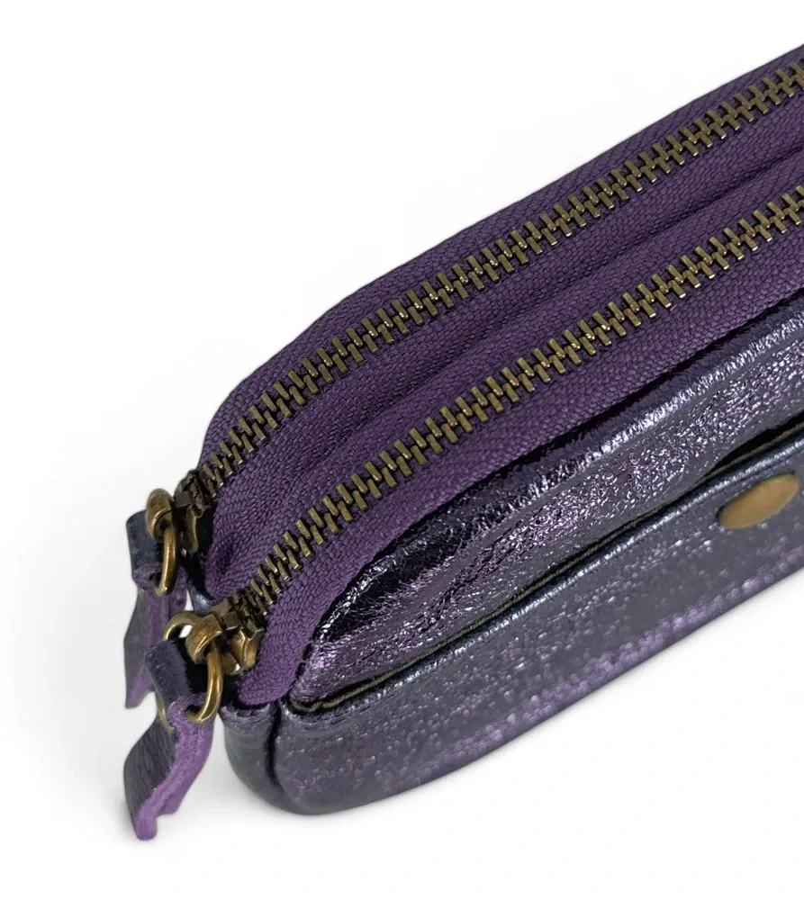 Pochette porte-monnaie en cuir irisé ZIPPY Améthyste - Image 6