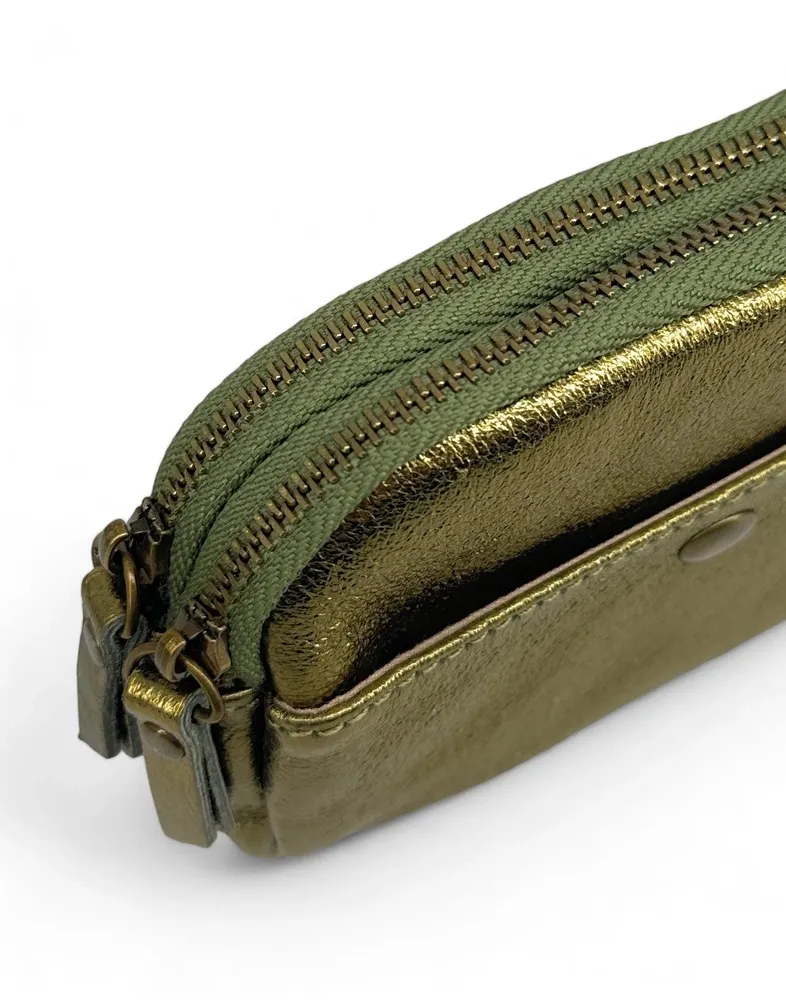 Pochette porte-monnaie en cuir irisé ZIPPY Vert Kaki irisé - Image 6