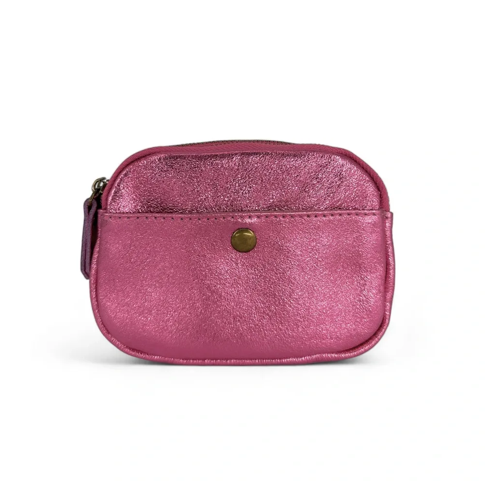 Pochette porte-monnaie en cuir irisé ZIPPY Rose néon - Image 4