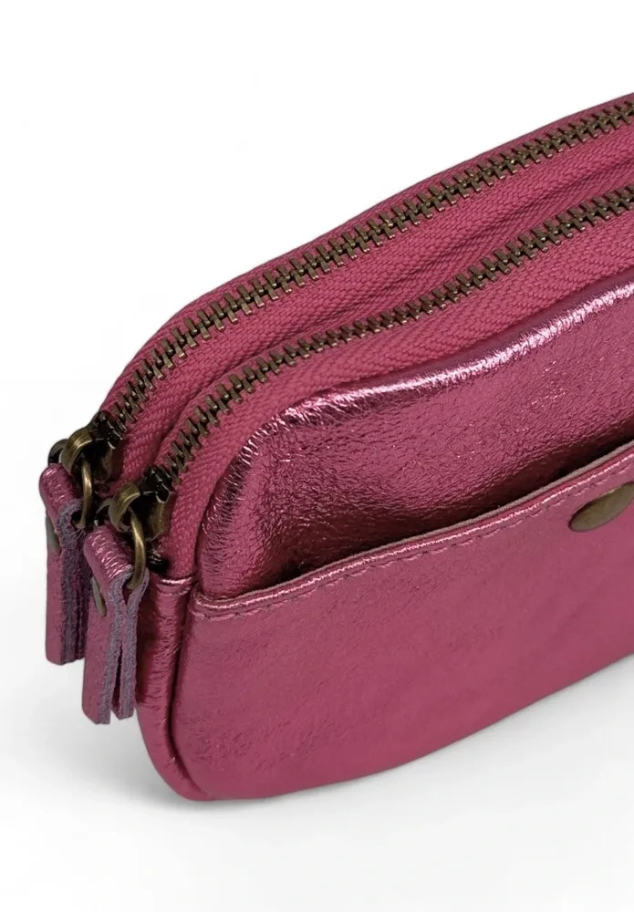 Pochette porte-monnaie en cuir irisé ZIPPY Rose néon - Image 6