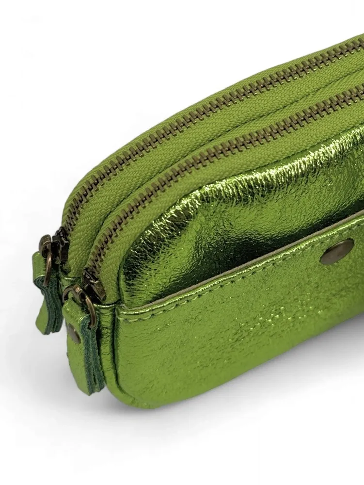 Pochette porte-monnaie en cuir irisé ZIPPY Vert anis irisé - Image 6