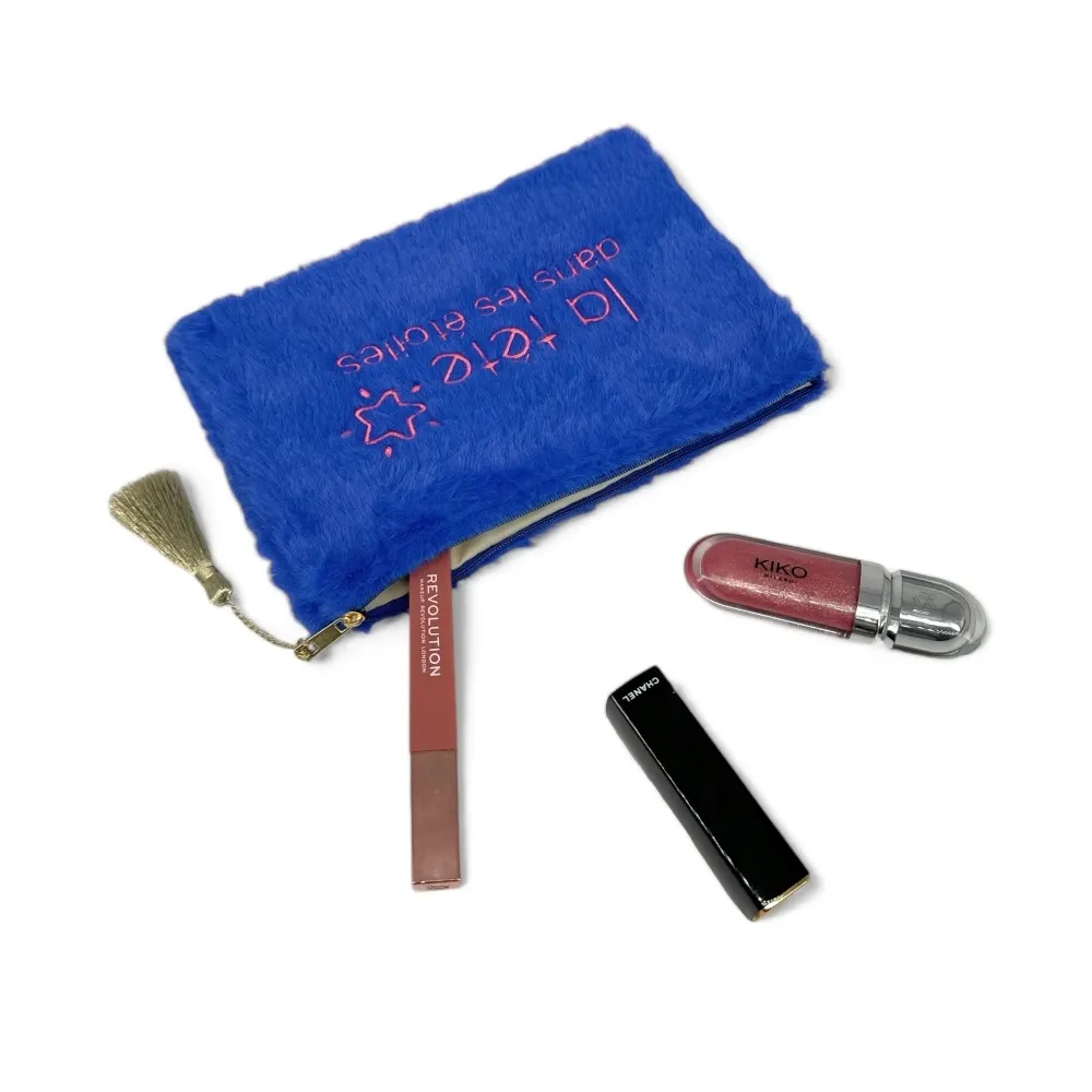 Trousse pochette en fausse fourrure FLUFFY STAR Bleu roi - Image 2