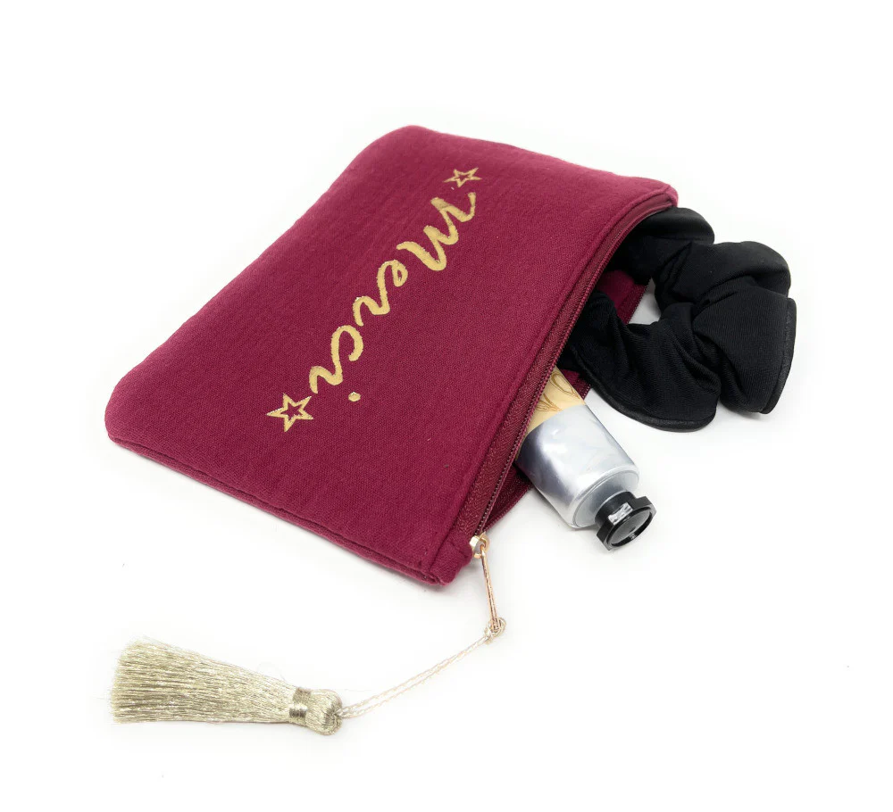 Trousse pochette en gaze de coton COCOON Merci Rouge garance - Image 2
