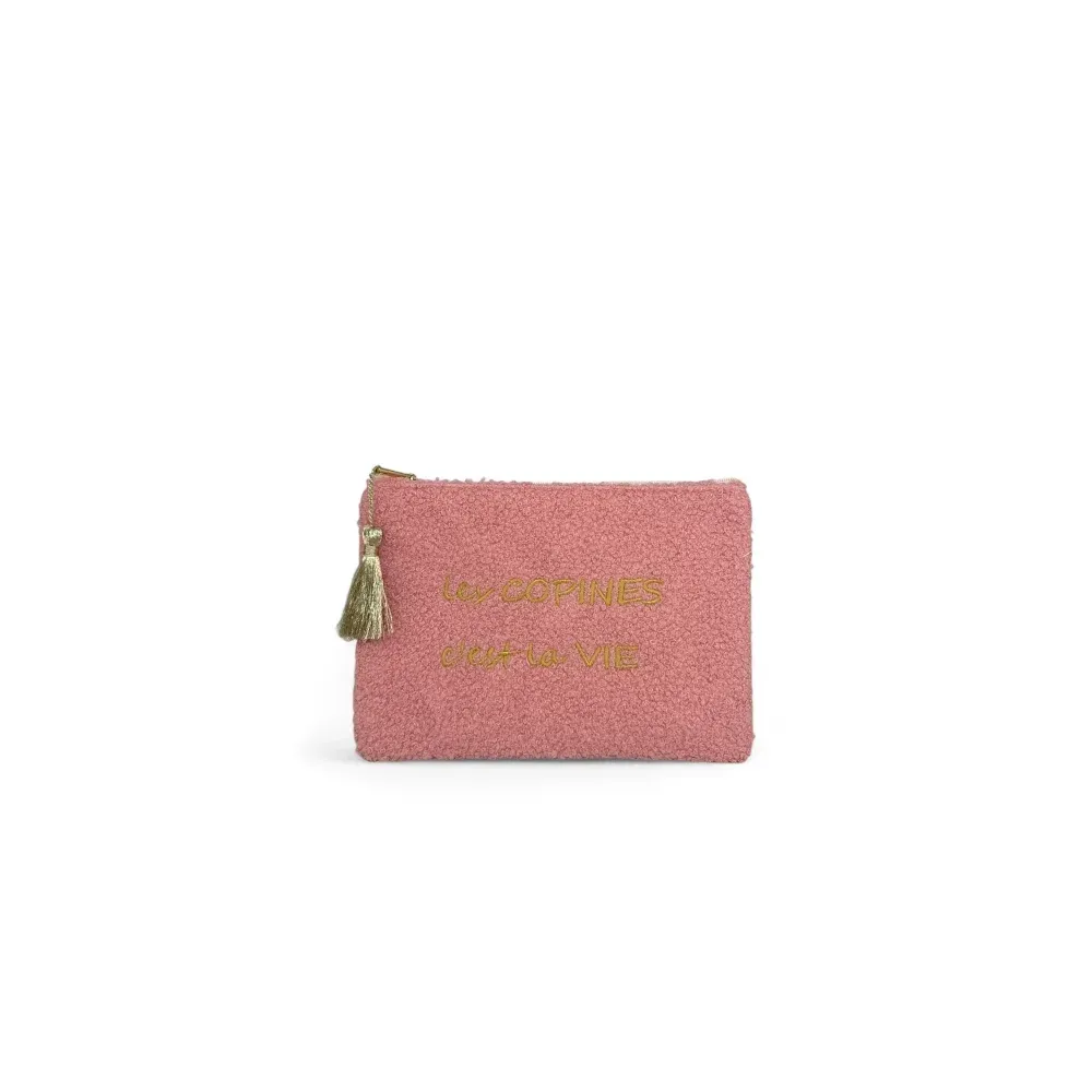 Trousse pochette en peluche PILOU COP'S Rose pâle - Image 2
